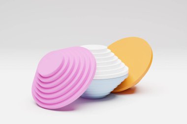 Renkli bir düğümün üç boyutlu çizimi. Harika bir şekil. Basit geometrik şekiller.