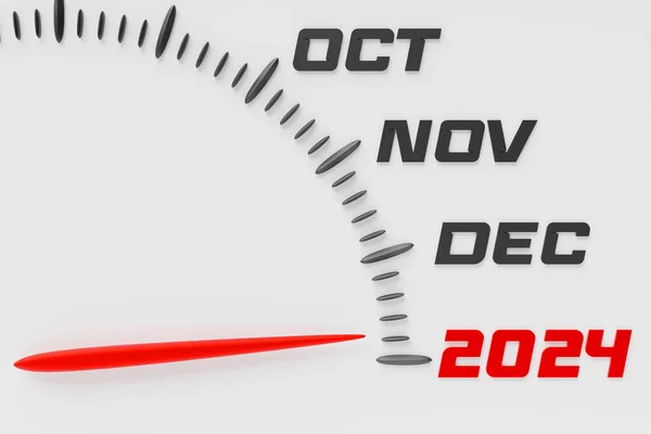Illustration Detailed Speedometer Close Showing End 2023 Beginning 2024 Counting — Stock Photo, Image
