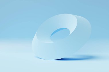 3D illustaration of a blue  crystal torus. Fantastic cell.Simple geometric shapes