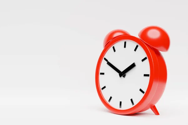 Kırmızı Alarmlı Saatin Boyutlu Görüntüsü Beyaz Arka Planda Çifte Çanlar — Stok fotoğraf