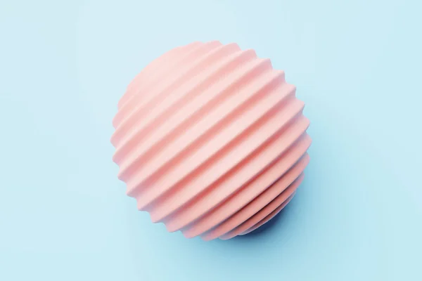 3Dイラスト面白いピンクイエローストライプボールブルーの背景 — ストック写真