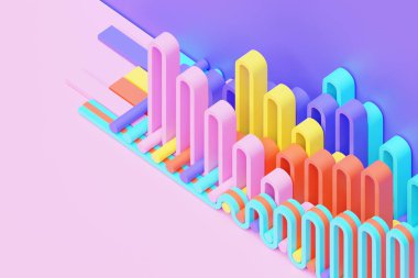 Geometrik süsleme tarzında üç boyutlu renkli desen. Soyut geometrik arkaplan, doku. Desen Döşeme Mozaiği