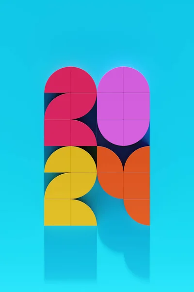 2024 Nuovo Anno Carta Con Realistico Numero Anno Sfondo Blu — Foto Stock