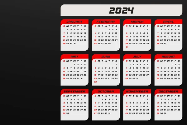 Ημερολόγιο 2024 Εβδομάδα Μήνες Εταιρική Σχεδιαστής Πρότυπο — Φωτογραφία Αρχείου