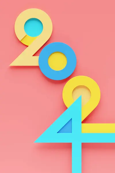 Заголовок Календаря Номер 2024 Рожевому Фоні Новим Роком 2024 Барвистий — стокове фото