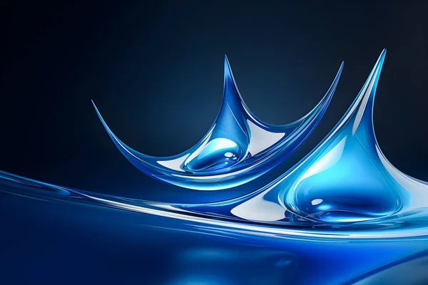 Abstract blue  shape on black  background, 3D illustration.  Smooth shape 3d rendering ,  generate Ai