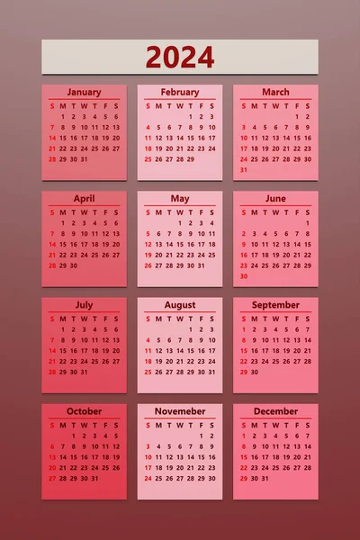 カレンダー 2024週 12ヶ月 コーポレートデザインプランナーテンプレート — ストック写真
