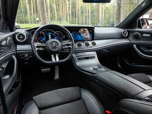 Novosibirsk Russia September 2023 Mercedes Benz Class Car Interior Steering — Stock Photo, Image