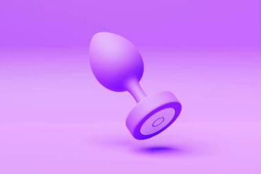 Pink  butt anal plug sex toys on  pink  isolated background. 3D illustration. Empty space for your text