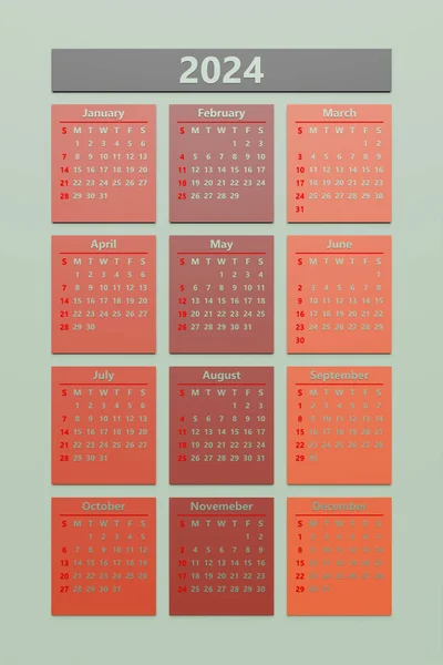 Einfaches Kalenderlayout Für 2021 Die Woche Beginnt Montag — Stockfoto
