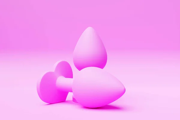 Colorful Butt Anal Plugs Sex Toys Pink Isolated Background Illustration — стоковое фото