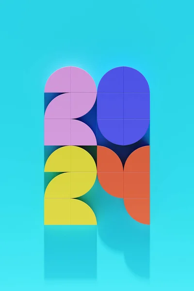 Renkli Bir Arkaplanda Çizim 2024 Yılların Değişkenliği Yeni Yılın Sembolünün — Stok fotoğraf