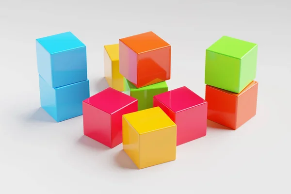 Colored Children Cubes White Background Illustration — Stock Photo, Image