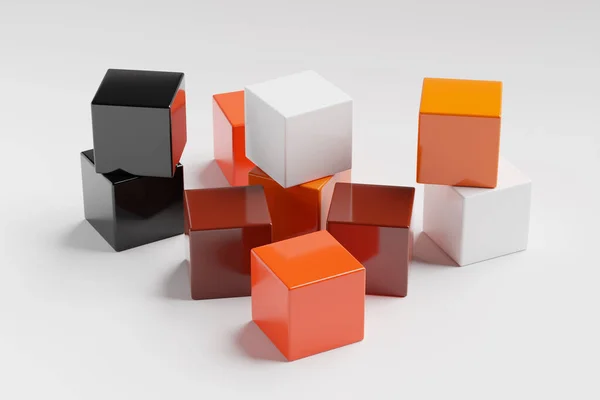 白い背景の着色された子供の立方体 3Dイラスト — ストック写真