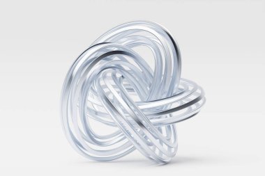 Pembe ve beyaz arka plana karşı soyut şeffaf şekil, üç boyutlu illüstrasyon. Pürüzsüz 3d biçimlendirme 