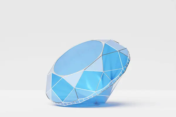 Illustration Transparent Blue Diamond White Background Large Facet Diamond — Stock Photo, Image