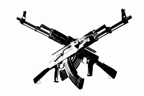 Moderne Machinegeweer Witte Achtergrond Illustratie — Stockfoto