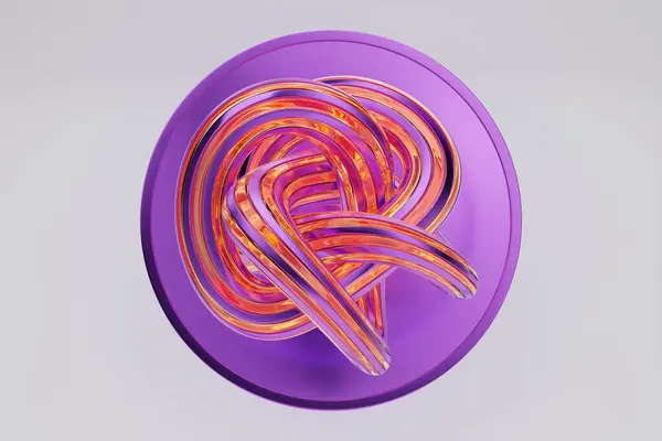 Ilustração Ilusão Rosa Néon Formas Abstratas Isométricas Formas Coloridas Entrelaçadas — Fotografia de Stock