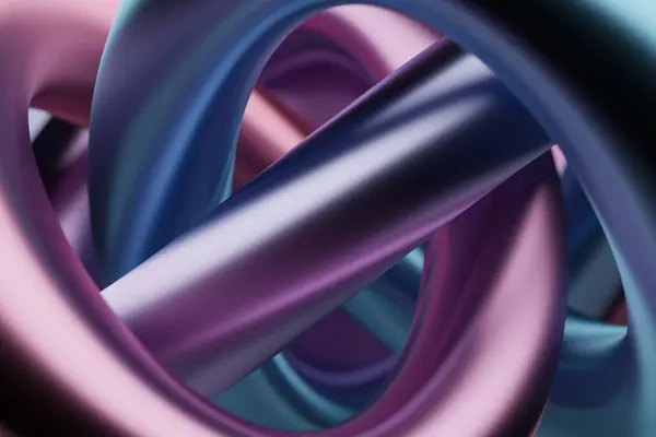 Ilustración Nodo Metal Púrpura Forma Fantástica Formas Geométricas Simples — Foto de Stock
