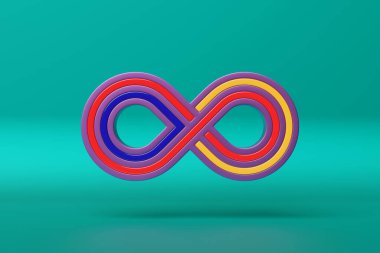 Sonsuz sanal gerçeklik metaevren sonsuzluk işareti, 3d illüstrasyon