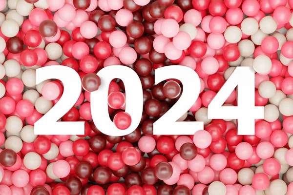 Новым 2024 Годом Объёмные Разноцветные Числа 2024 Года Многоцветном Фоне — стоковое фото