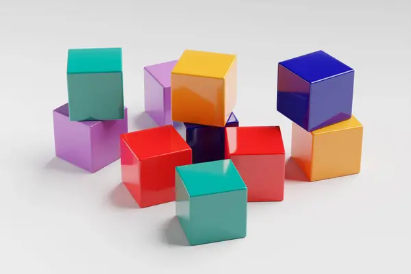 Цветные Кубики Детей Белом Фоне Иллюстрация — стоковое фото