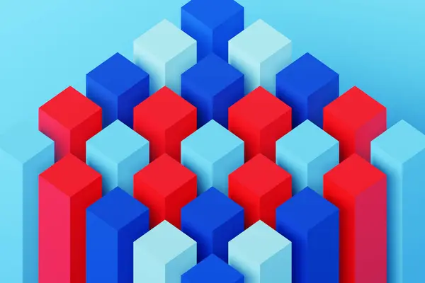 Rendering Colorful Pattern Cubes Different Shapes Minimalistic Pattern Simple Shapes — стоковое фото
