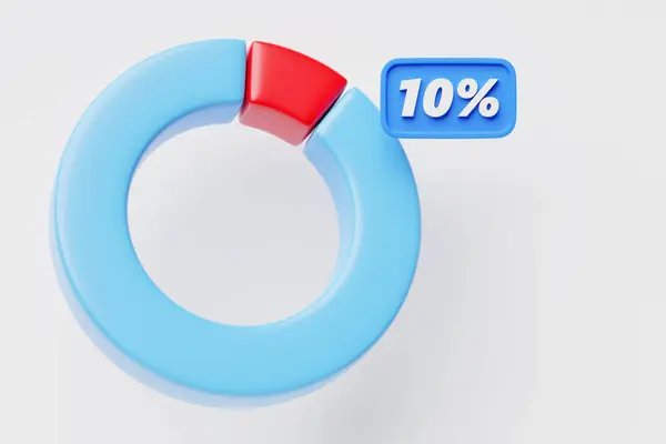 Иллюстрация Синей Круговой Диаграммы Небольшим Красным Участком Процентов Инфографические Элементы — стоковое фото