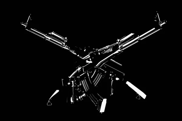 Illustration Black Machine Gun Weapon Isolated Black Background Concept Design — Stock Photo, Image
