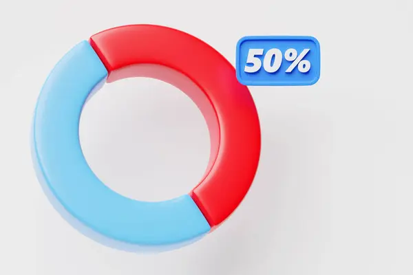 Illustrazione Grafico Torta Blu Con Una Sezione Rossa Del Elementi — Foto Stock