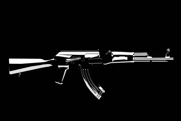 Modernes Maschinengewehr Auf Schwarzem Hintergrund Illustration — Stockfoto