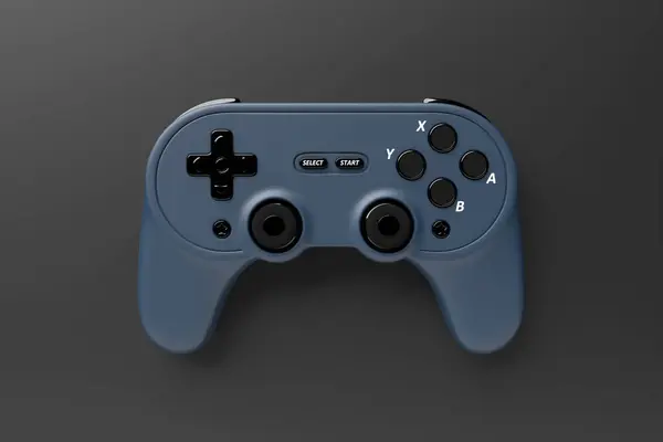 Blue Gamepad Joystick Controller Entertainment Gameplay Symbol Render Illustration — стоковое фото