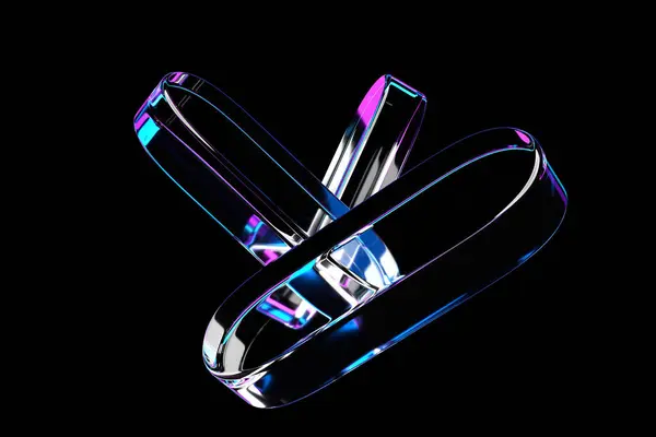 Illustration Transparent Illusion Isometric Abstract Shapes Blue Pink Neon Light — Stock Photo, Image