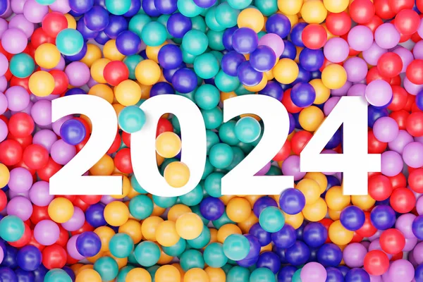 Calendário Número Cabeçalho 2024 Fundo Colorido Feliz Ano Novo 2024 — Fotografia de Stock