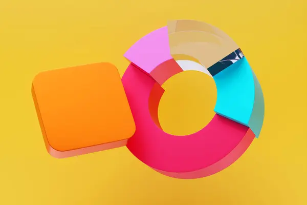 Colorful  Pie Chart Icon on the  gray background . 3D Illustration of Analysis, Analytics, Bar Graph, Charts, Diagram, Graphs Icons