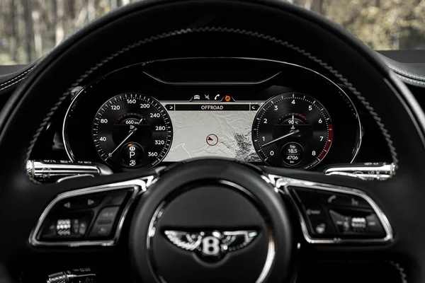 Novosibirsk Russia October 2023 Bentley Continental Speed Car Interior Steering — Stock Photo, Image