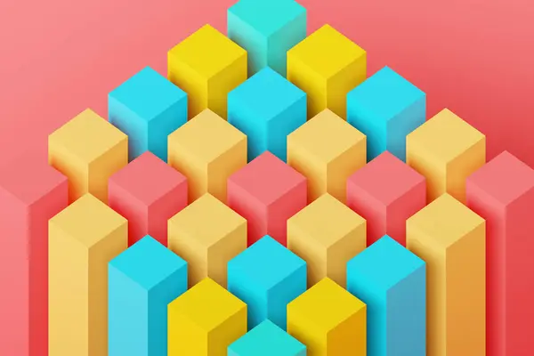 Illustration Volumetric Colorful Cubes Geometric Monophonic Background Technology Geometry Background — Stock Photo, Image