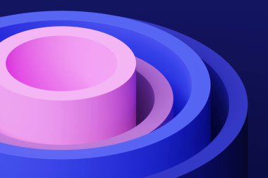 Renkli geometrik çizgilerin üç boyutlu çizimi, dalgalara benzer çizgiler. Fütürist şekil, soyut modelleme.