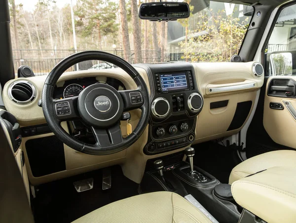Novosibirsk Russia October 2023 Jeep Wrangler Interior New Modern Suv — Stock Photo, Image