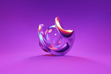 Tek renkli arka plana karşı soyut pembe şekil, üç boyutlu illüstrasyon. Pürüzsüz 3d biçimlendirme 