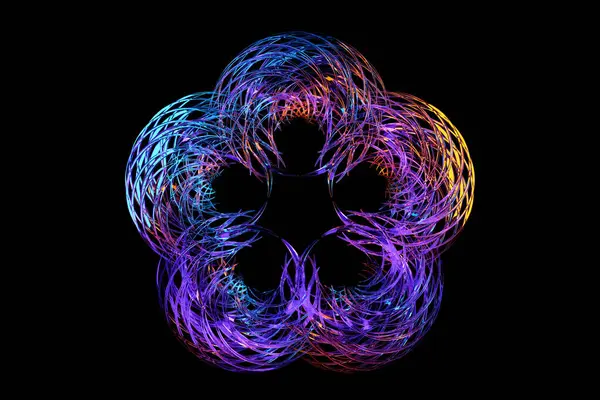Illustration Neon Illusion Flower Shape Isometric Abstract Shapes Colorful Shapes — Stock Photo, Image