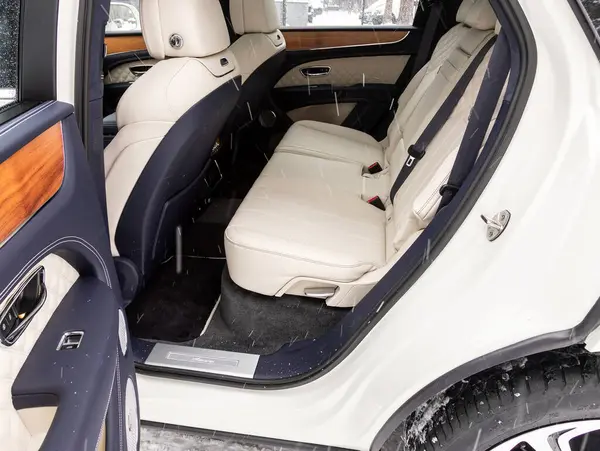 Novosibirsk Russia November 2023 Bentley Bentayga White Leather Interior Design — Stock Photo, Image