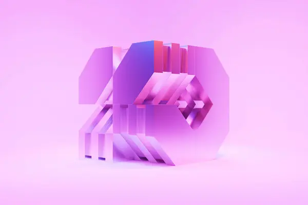 Illustratie Van Een Roze Vormen Illustratie Neon Illusie Isometrische Abstracte — Stockfoto