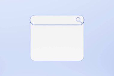 ui için 3D çizim arama çubuğu. Uygulamalar ve web siteleri için tasarım. Mavi arkaplanda arama adresi simgesi ve imleç