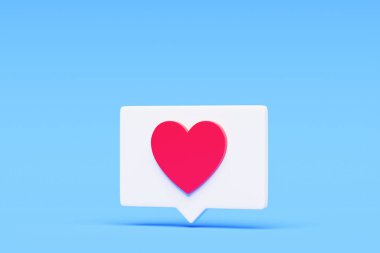 3d illustration Heart text box, heart icon, social media love notification, love icon for Instagram in chat box. Set of heart in speech bubble icon. clipart