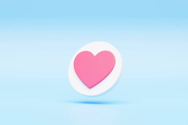 3D illüstrasyon Kalp mesaj kutusu, kalp ikonu, sosyal medya aşk bildirimi, sohbet kutusunda Instagram için aşk ikonu. Konuşma baloncuğu simgesinde kalp seti.