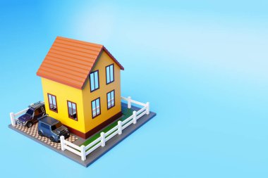 Mimari 3d mavi arkaplan üzerindeki modern asgari dosyanın çizimi