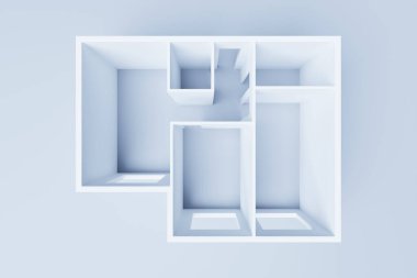3D render döşenmiş modelinin beyaz ev daire