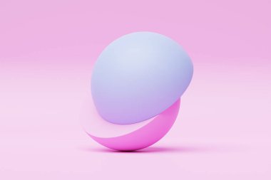 Pembe arka planda pembe ve mavi bir kürenin 3 boyutlu çizimi. Siber top küresi