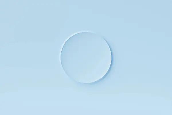 单色壁上蓝色圆形框架的三维图形设计 — 图库照片